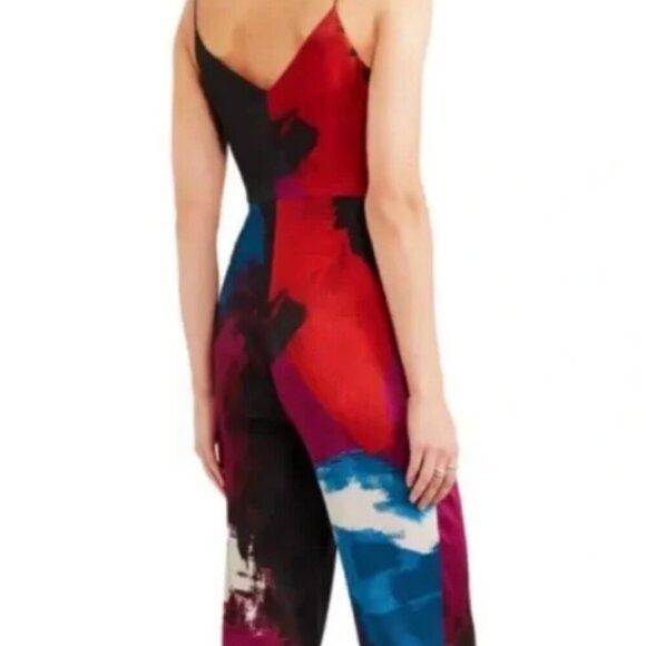 DVF Rylen Stretch Silk Print Sleeveless Spaghetti Strap Jumpsuit - Size 4 - Picture 5 of 7